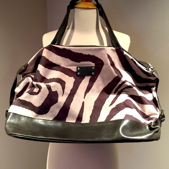 LANCOME Large Zebra Print Canvas Duffle Bag - Picture 1 of 6